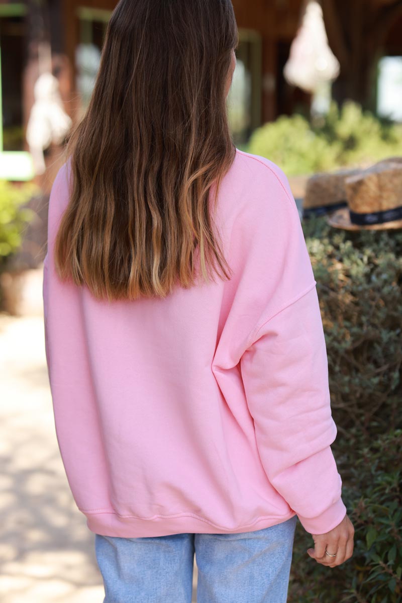 Sweat rose Rome colisée coccinelle col rond