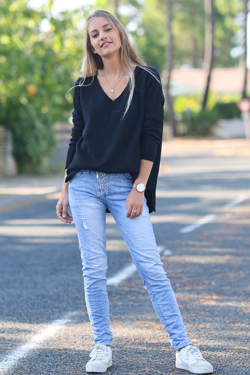 TOP D001 PULL BASIQUE COL V noir (1)