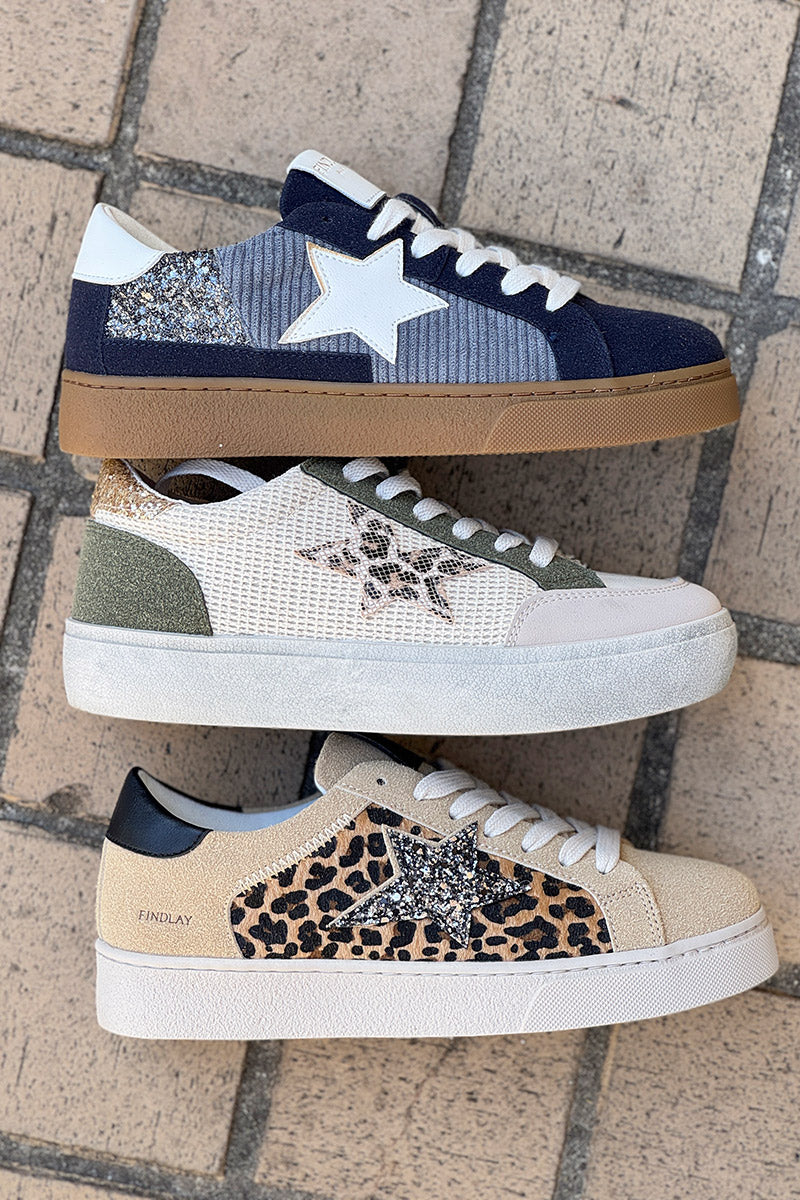 Tennis beige texture léopard étoile brillante à paillettes