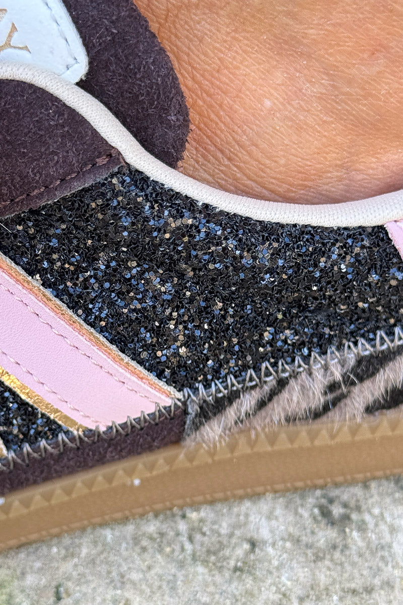 Pink and Leopard Suedette Skate Shoes