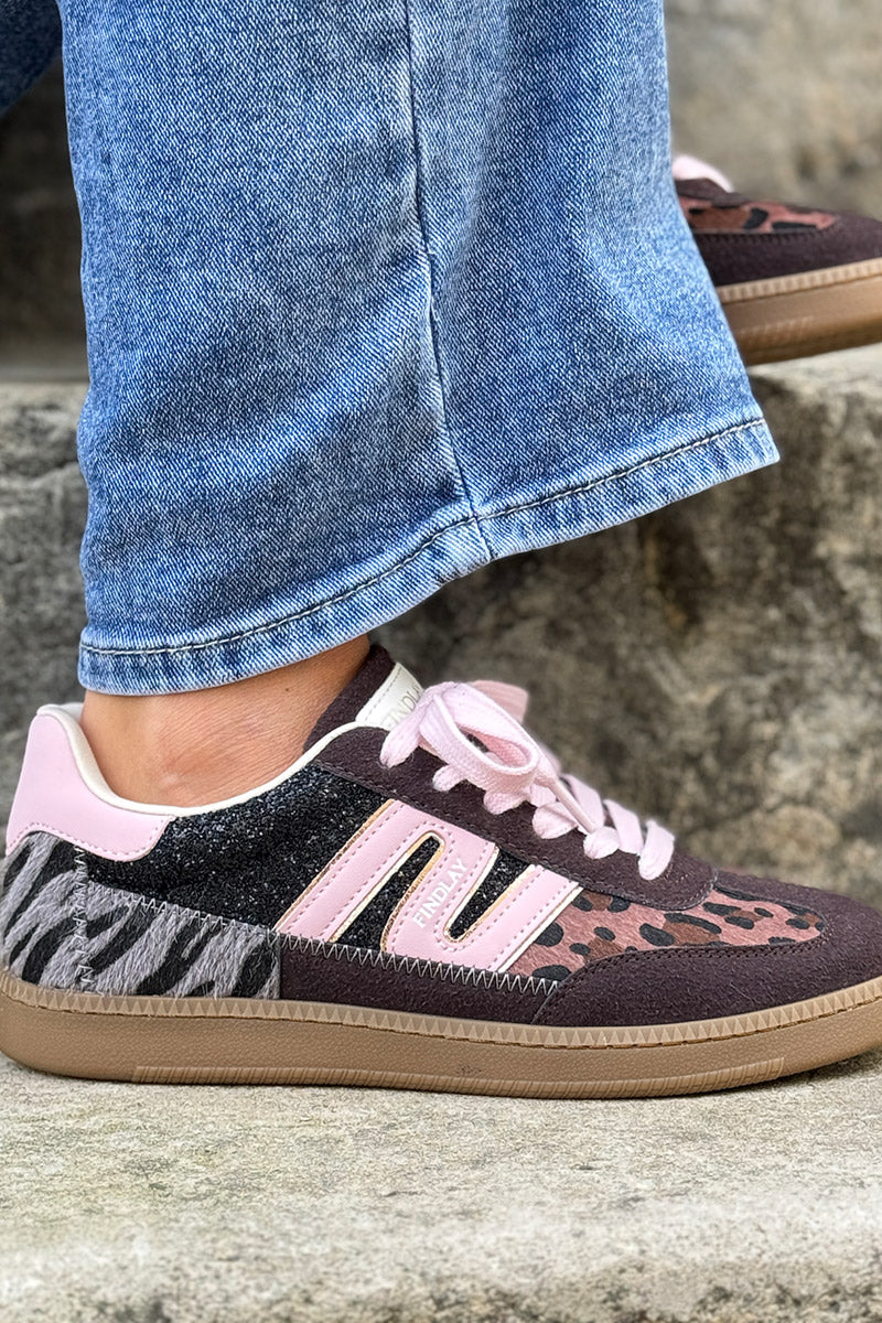 Pink and Leopard Suedette Skate Shoes