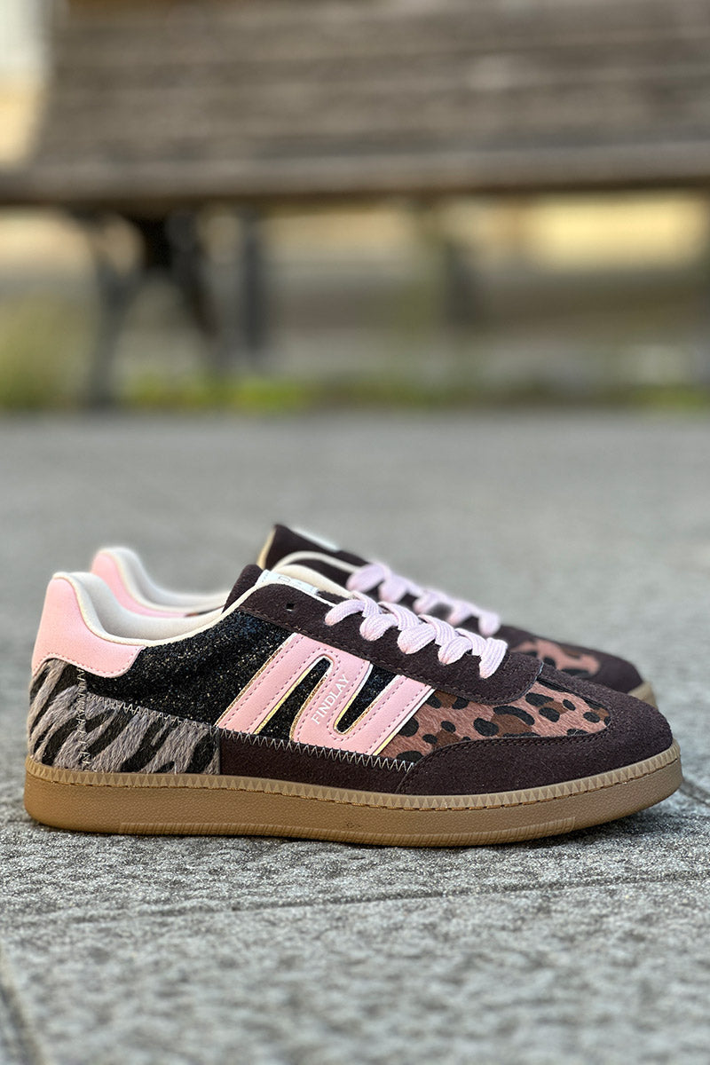 Pink and Leopard Suedette Skate Shoes