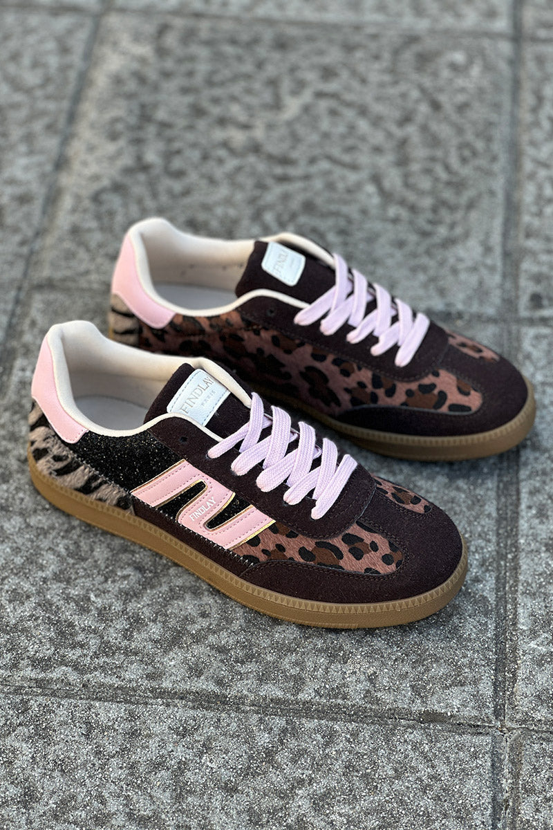 Pink and Leopard Suedette Skate Shoes