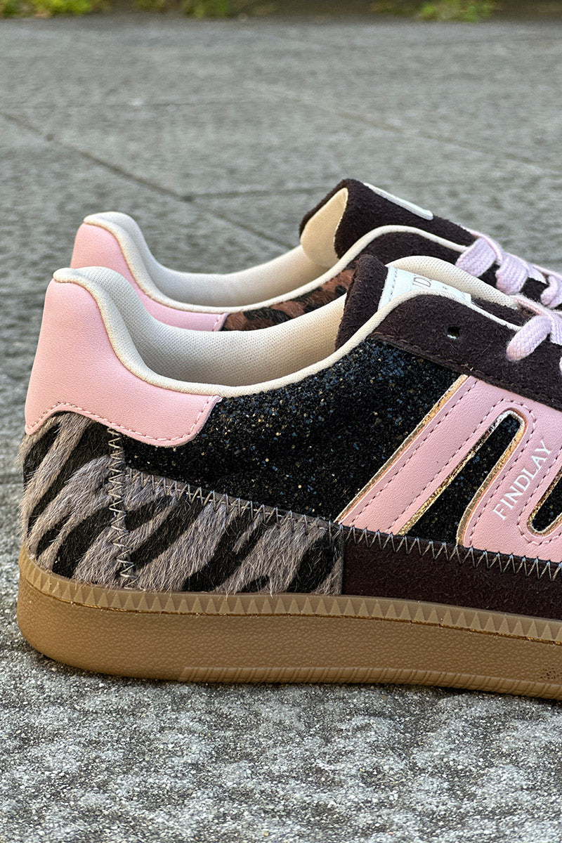 Pink and Leopard Suedette Skate Shoes