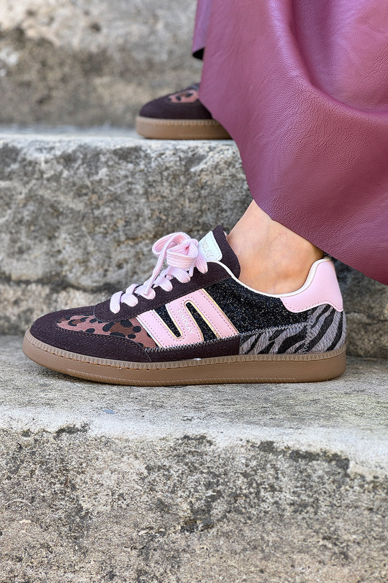 Pink and Leopard Suedette Skate Shoes