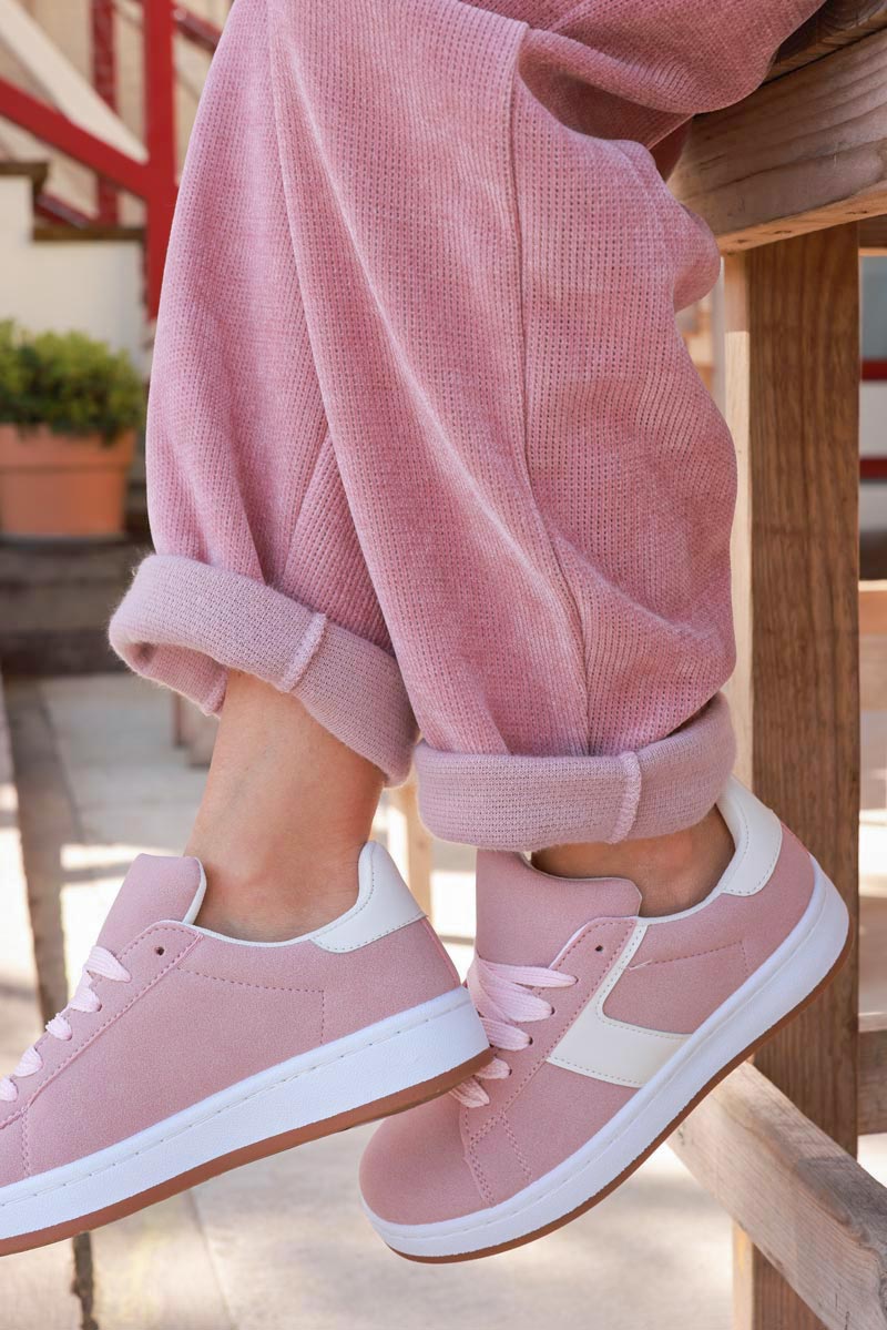 Pink Suedette Chunky Retro Sneakers