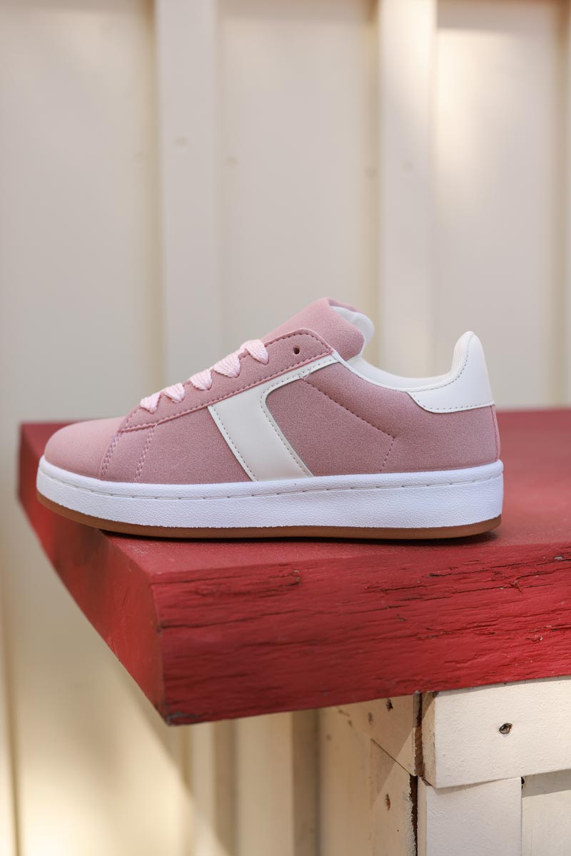 Pink Suedette Chunky Retro Sneakers