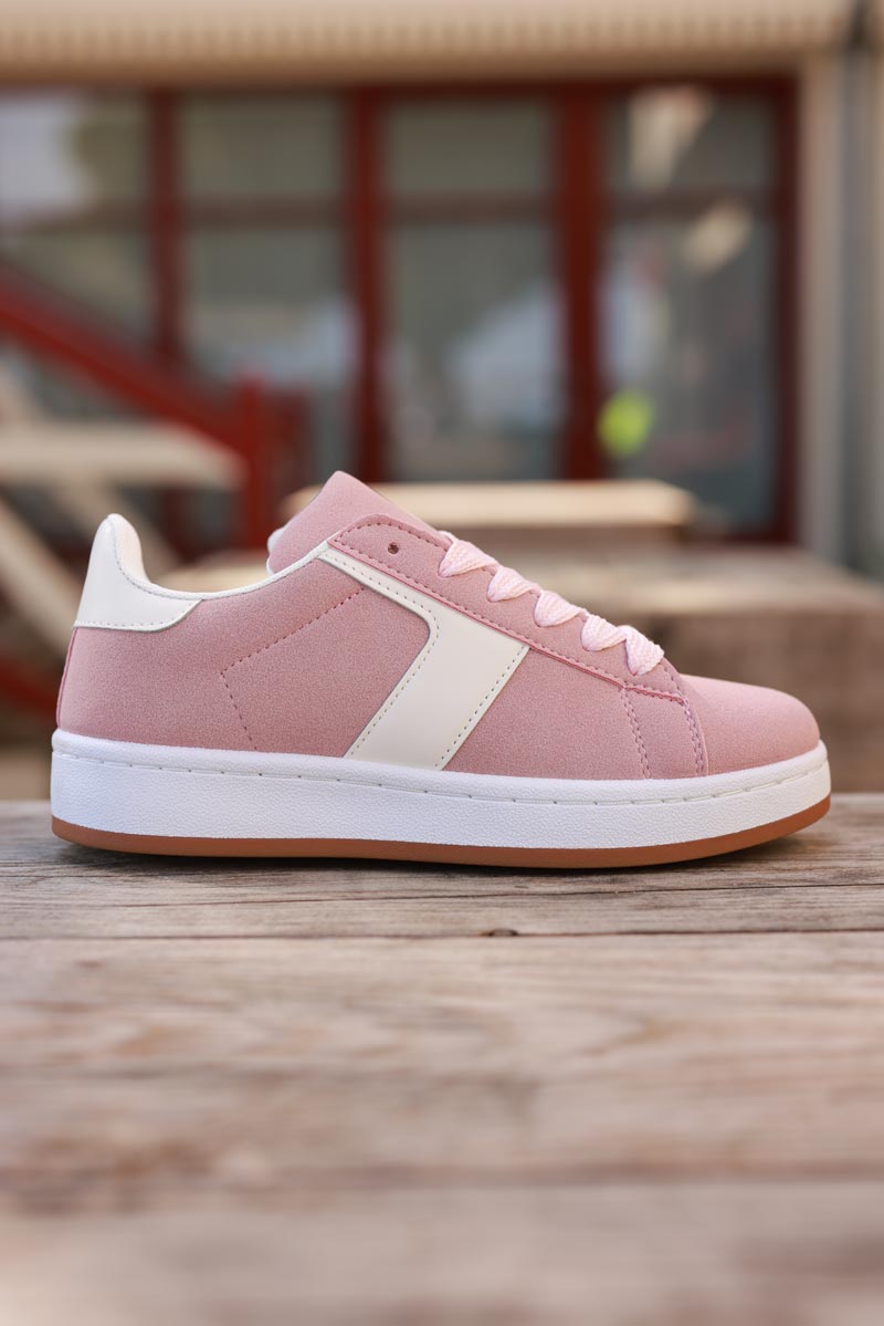 Pink Suedette Chunky Retro Sneakers