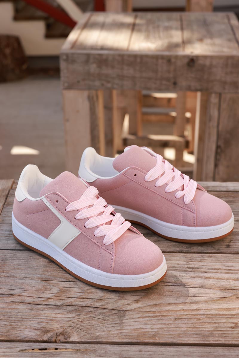 Pink Suedette Chunky Retro Sneakers
