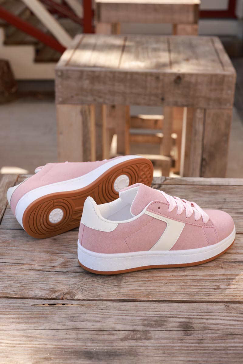 Pink Suedette Chunky Retro Sneakers