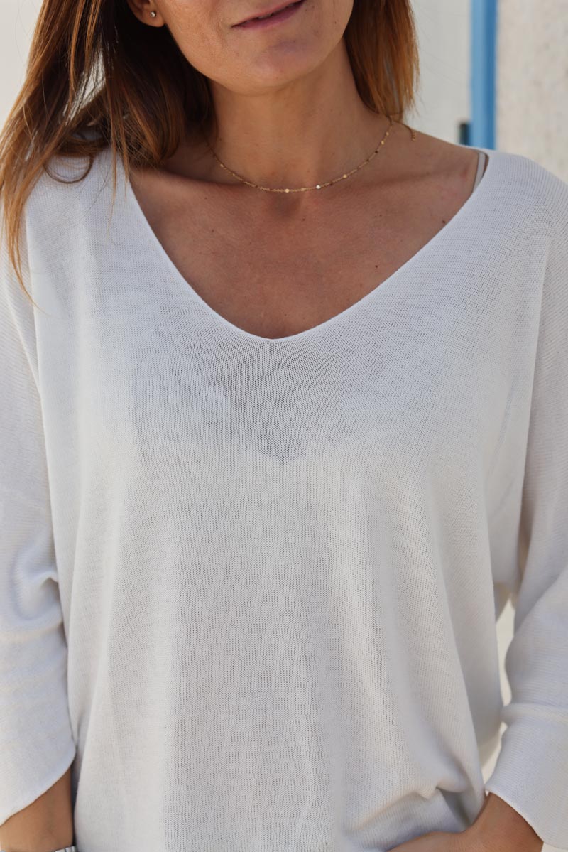 Top blanc casse jersey manches chauve souris e161 (1)