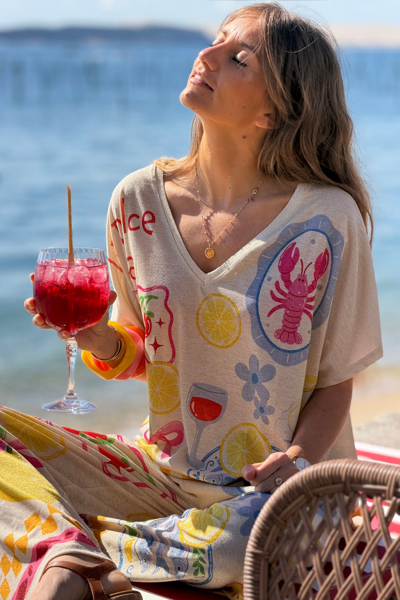 Cream “La Dolce Vita” Feast Glitter Knit Blouse
