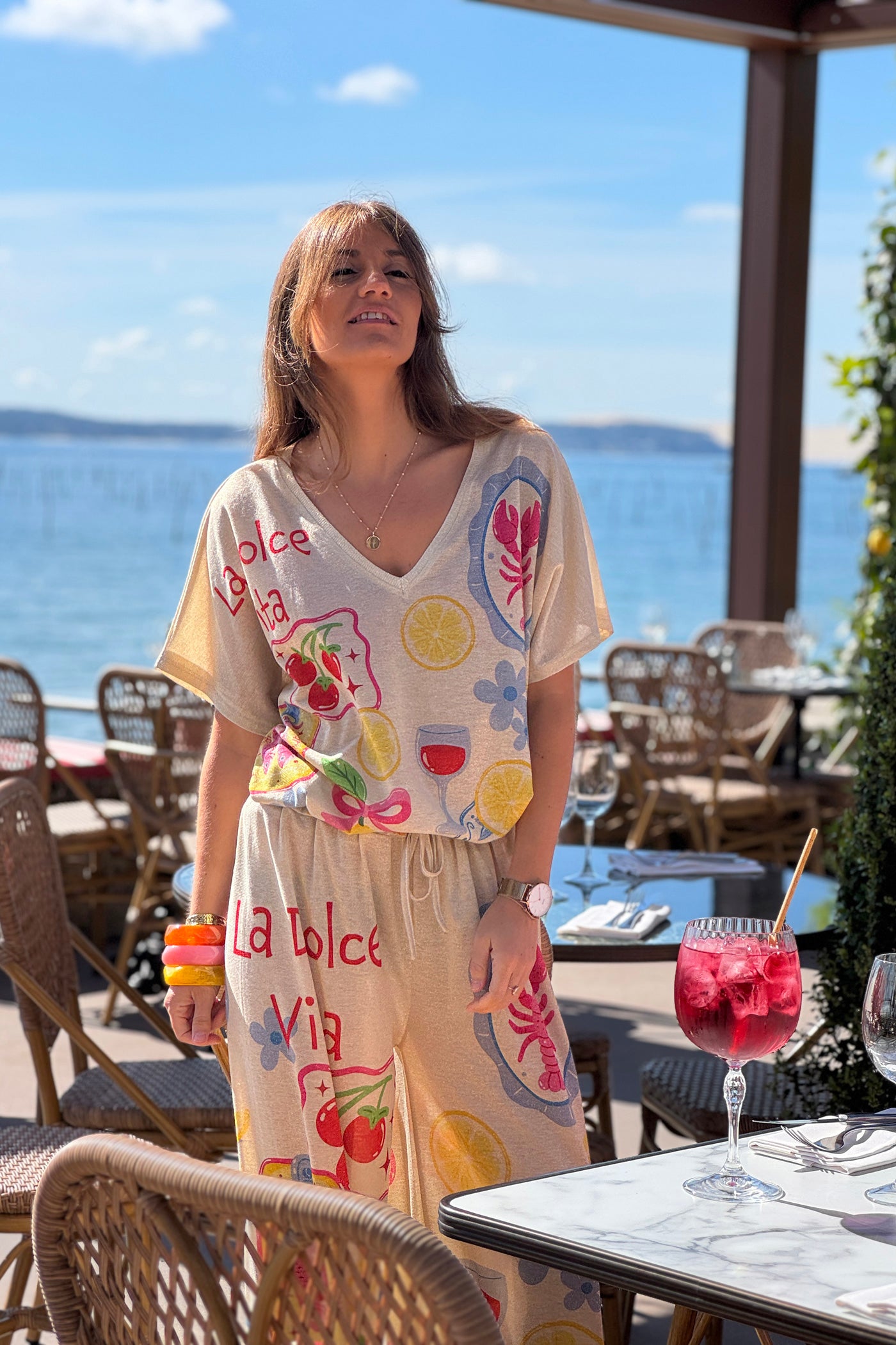 Cream “La Dolce Vita” Feast Glitter Knit Blouse