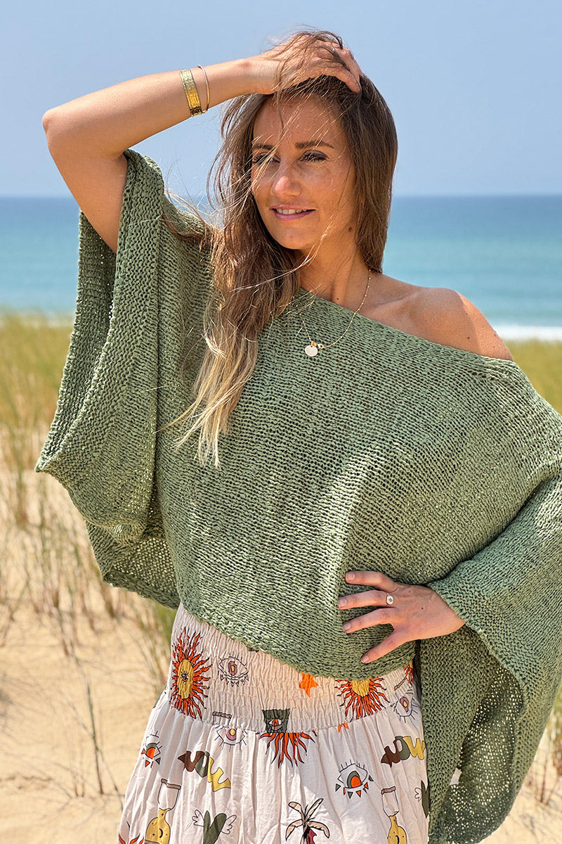 Khaki Dolman Knit Top
