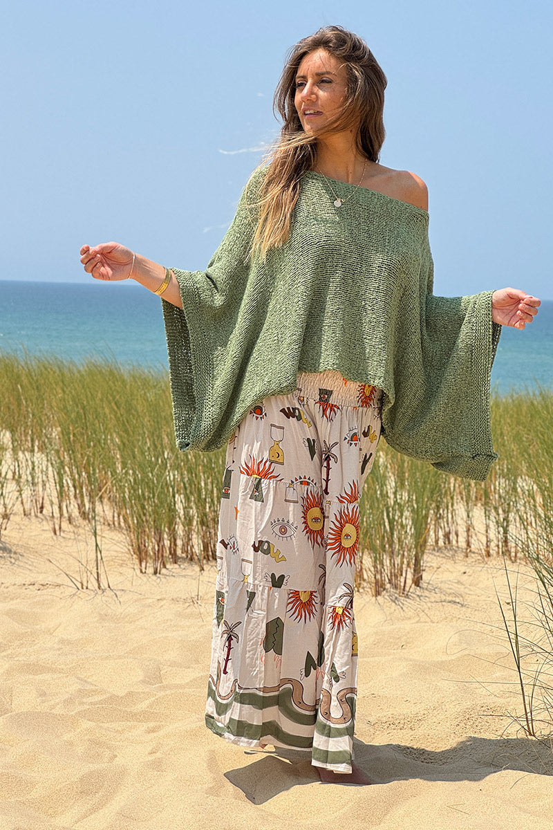 Khaki Dolman Knit Top