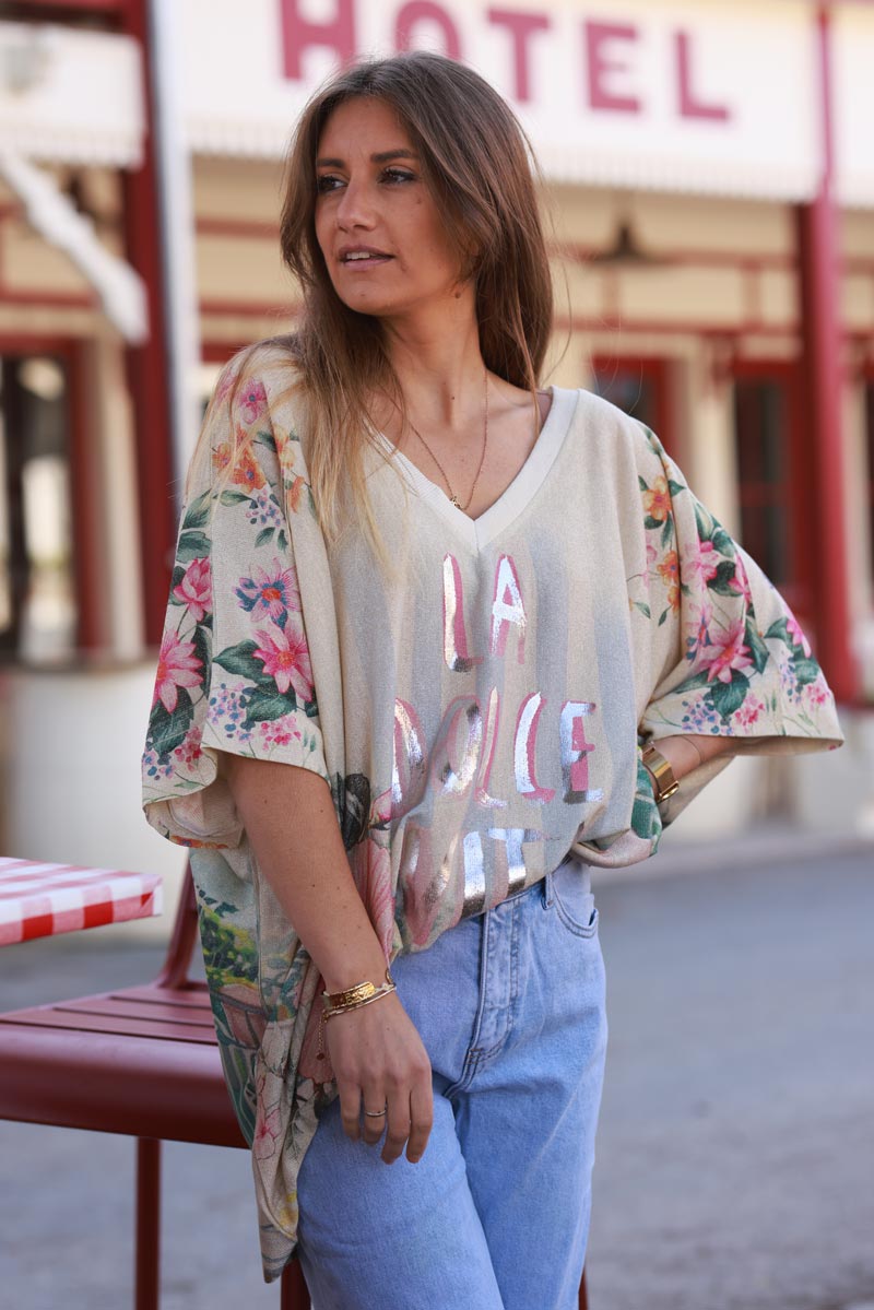 Cream “La Dolce Vita” Floral Escape Blouse