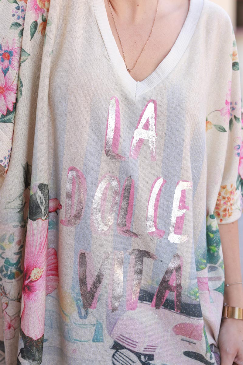 Cream “La Dolce Vita” Floral Escape Blouse