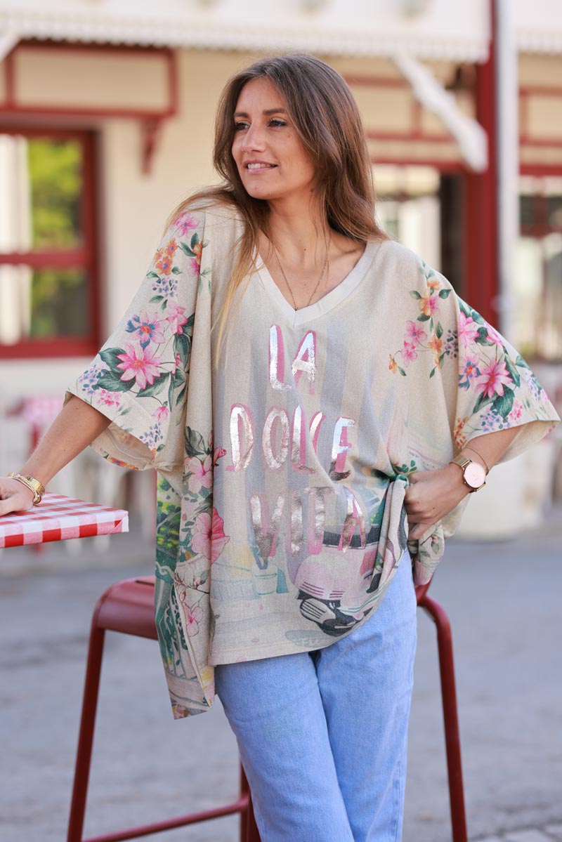 Cream “La Dolce Vita” Floral Escape Blouse
