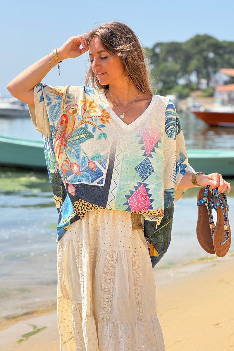 Navy blue Jungle Dreams Glitter Knit Tunic