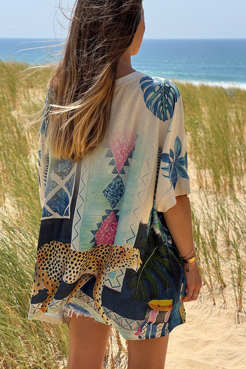 Navy blue Jungle Dreams Glitter Knit Tunic
