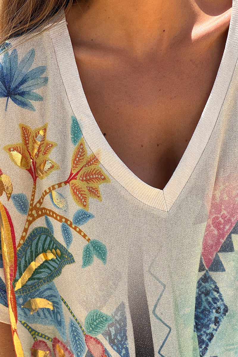 Navy blue Jungle Dreams Glitter Knit Tunic