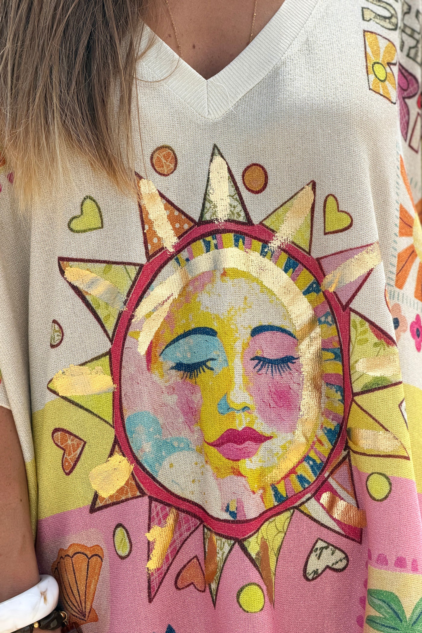 Beige “Shine Bright” Serene Sun Glitter Knit Tunic