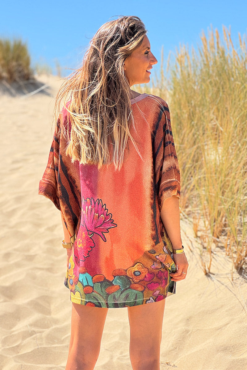 Burgundy Skull Glitter Knit Slouchy Blouse