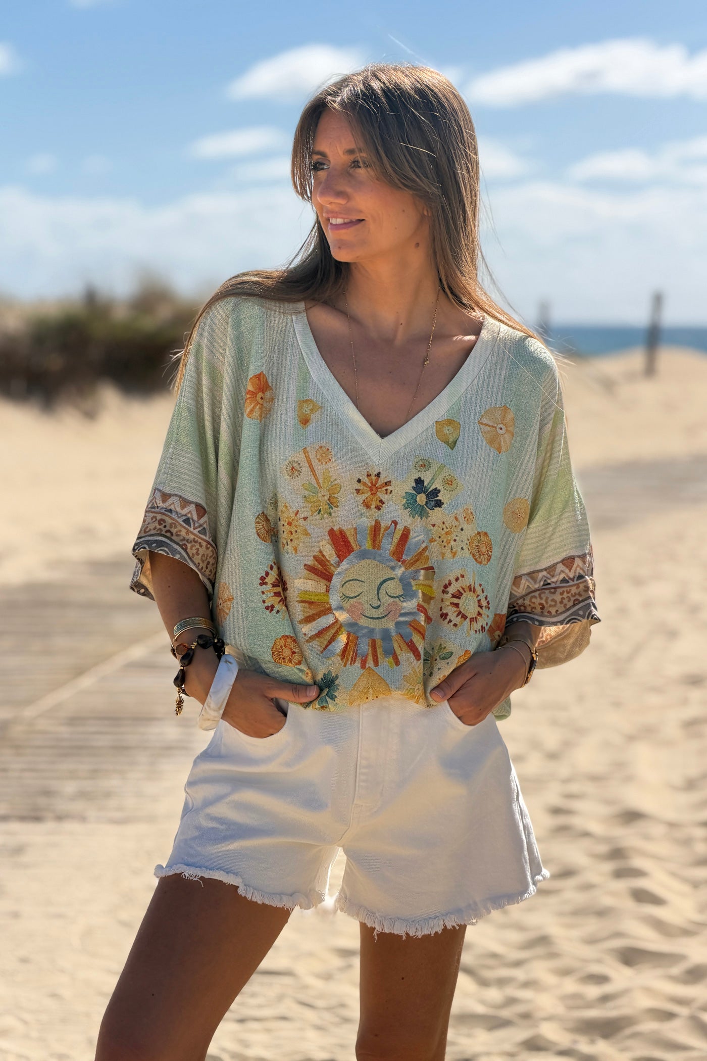 Sage Sunshine Frida Glitter Knit Tunic