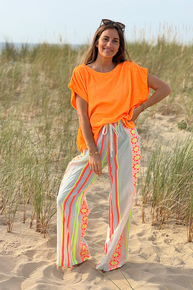 Top loose orange fluo en éponge souple