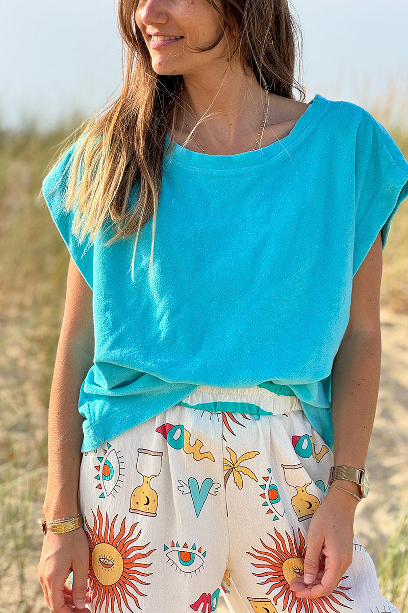 Teal Terry Cloth Tee