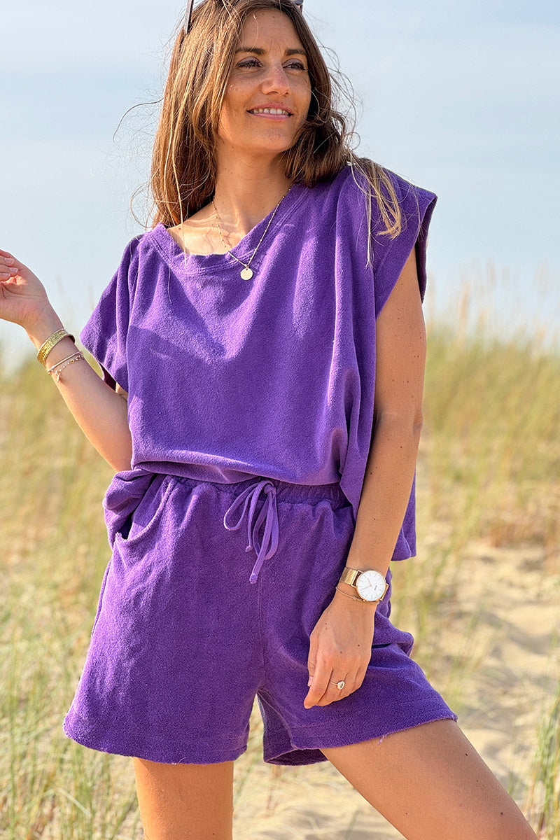 Top loose violet en éponge souple