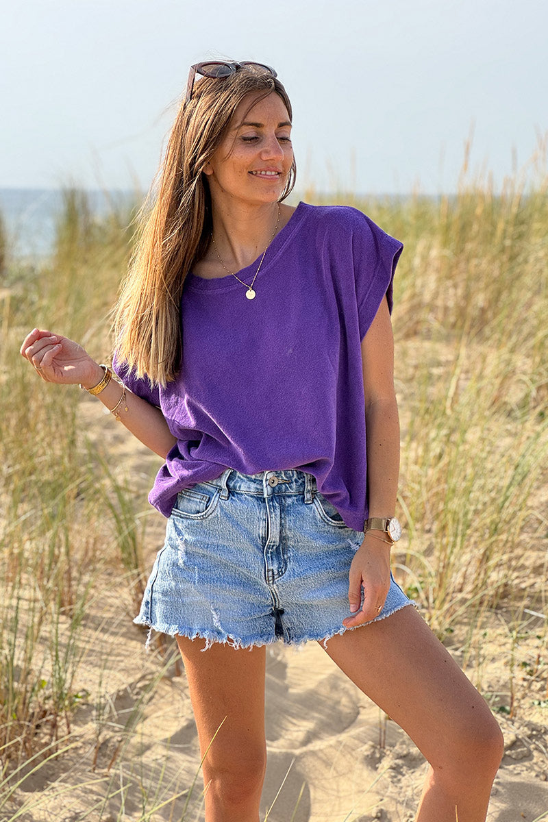 Top loose violet en éponge souple