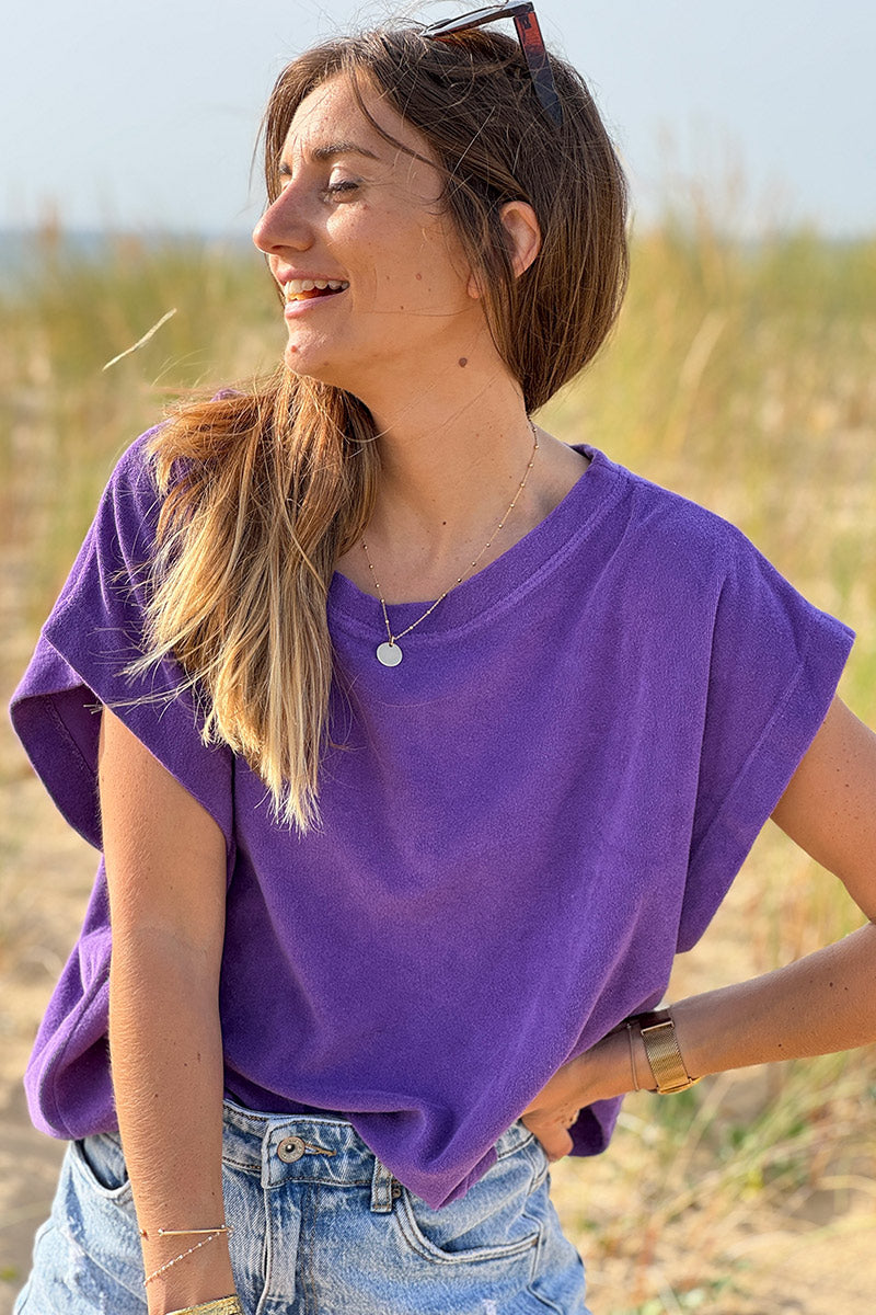 Top loose violet en éponge souple