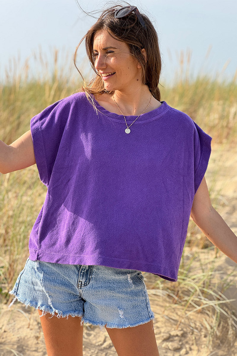 Top loose violet en éponge souple