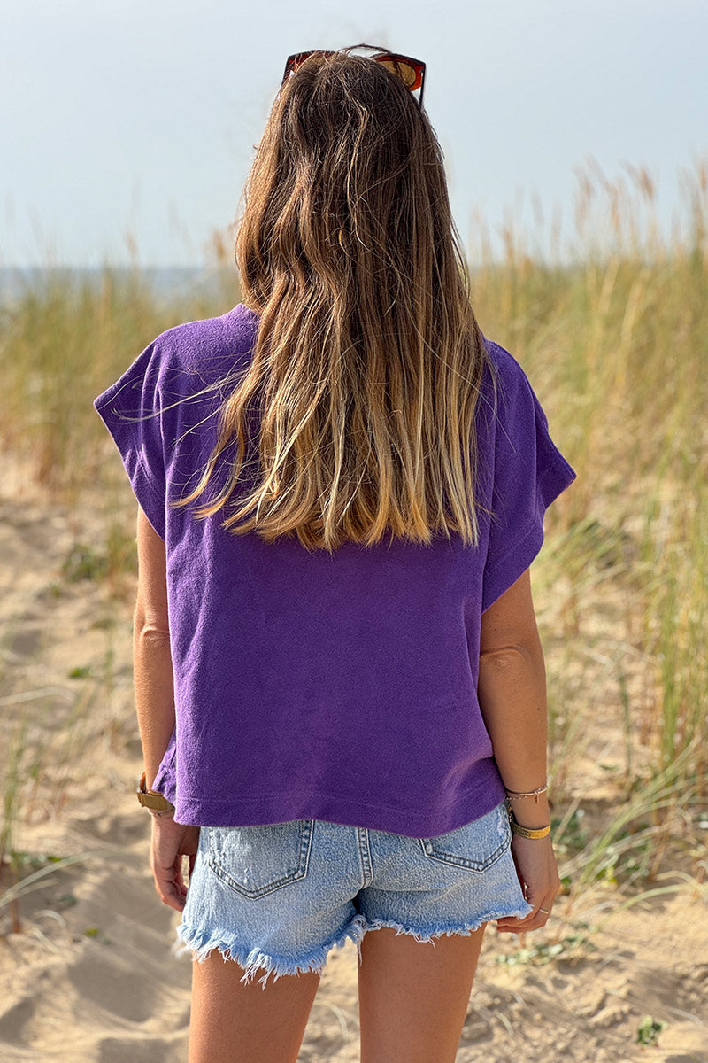 Top loose violet en éponge souple