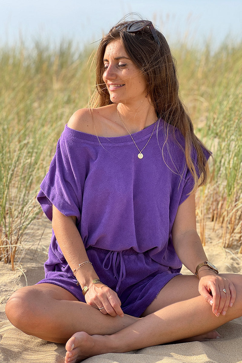 Top loose violet en éponge souple