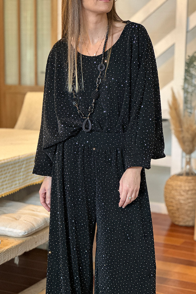 Black Sparkle Knit Blouse