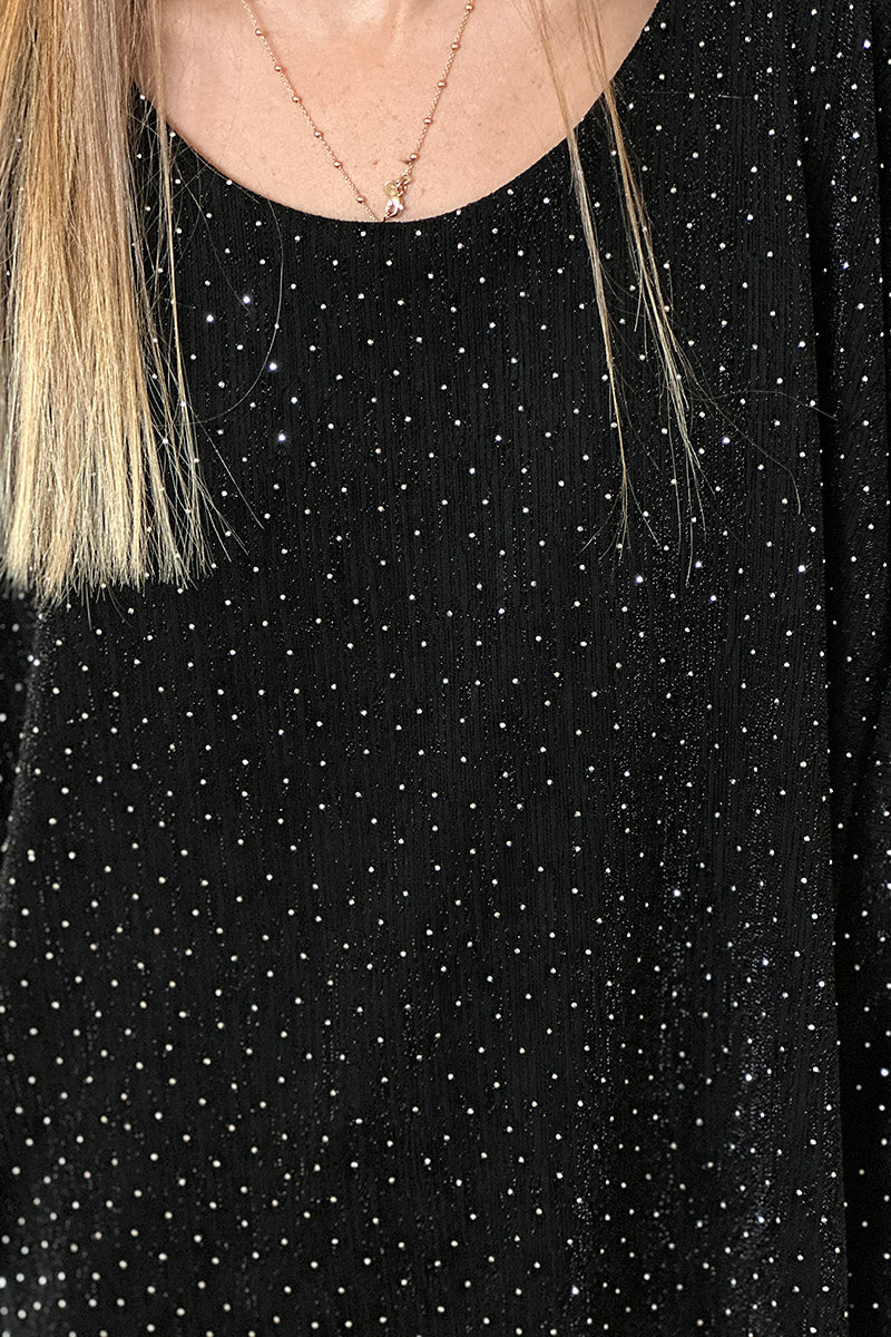 Black Sparkle Knit Blouse