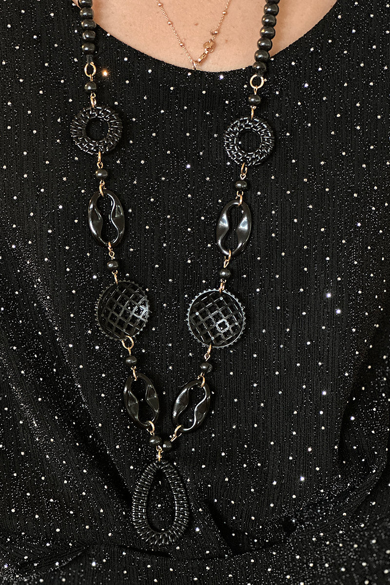 Black Sparkle Knit Blouse