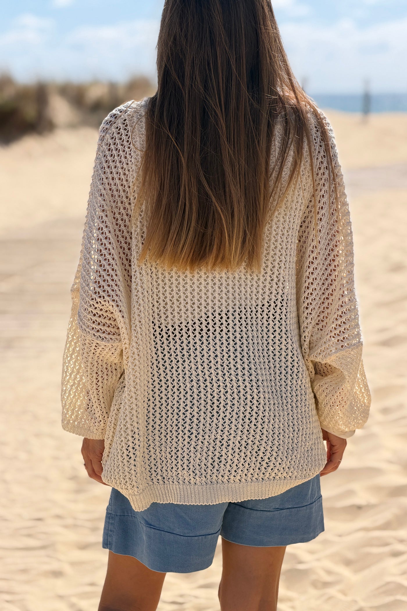 Blue Star Open Knit Poncho Top