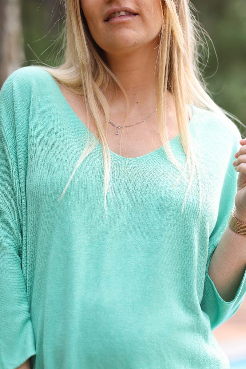 Top vert clair jersey manches chauve souris E161 (1)