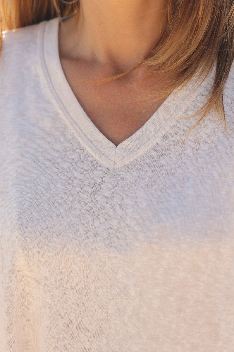 Beige relaxed fit batwing super soft t-shirt