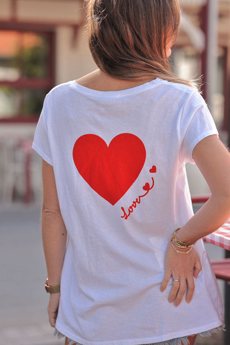 Red “Love” Slouchy V-Neck Tee