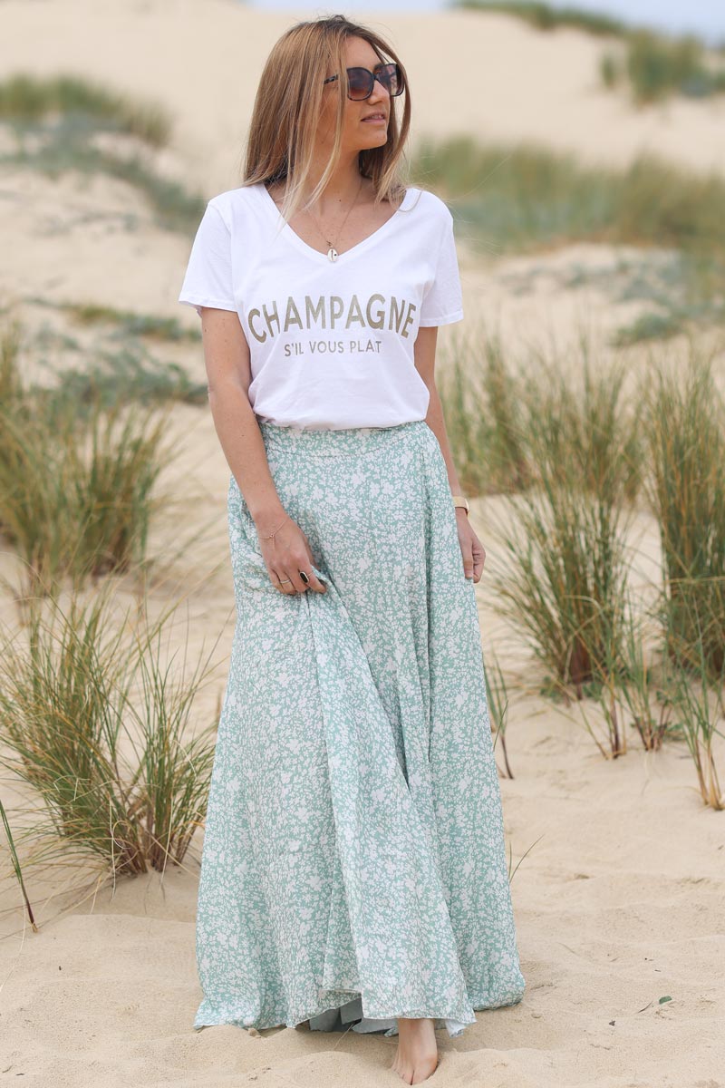 White t-shirt 'Champagne s'il vous plait' in glitter