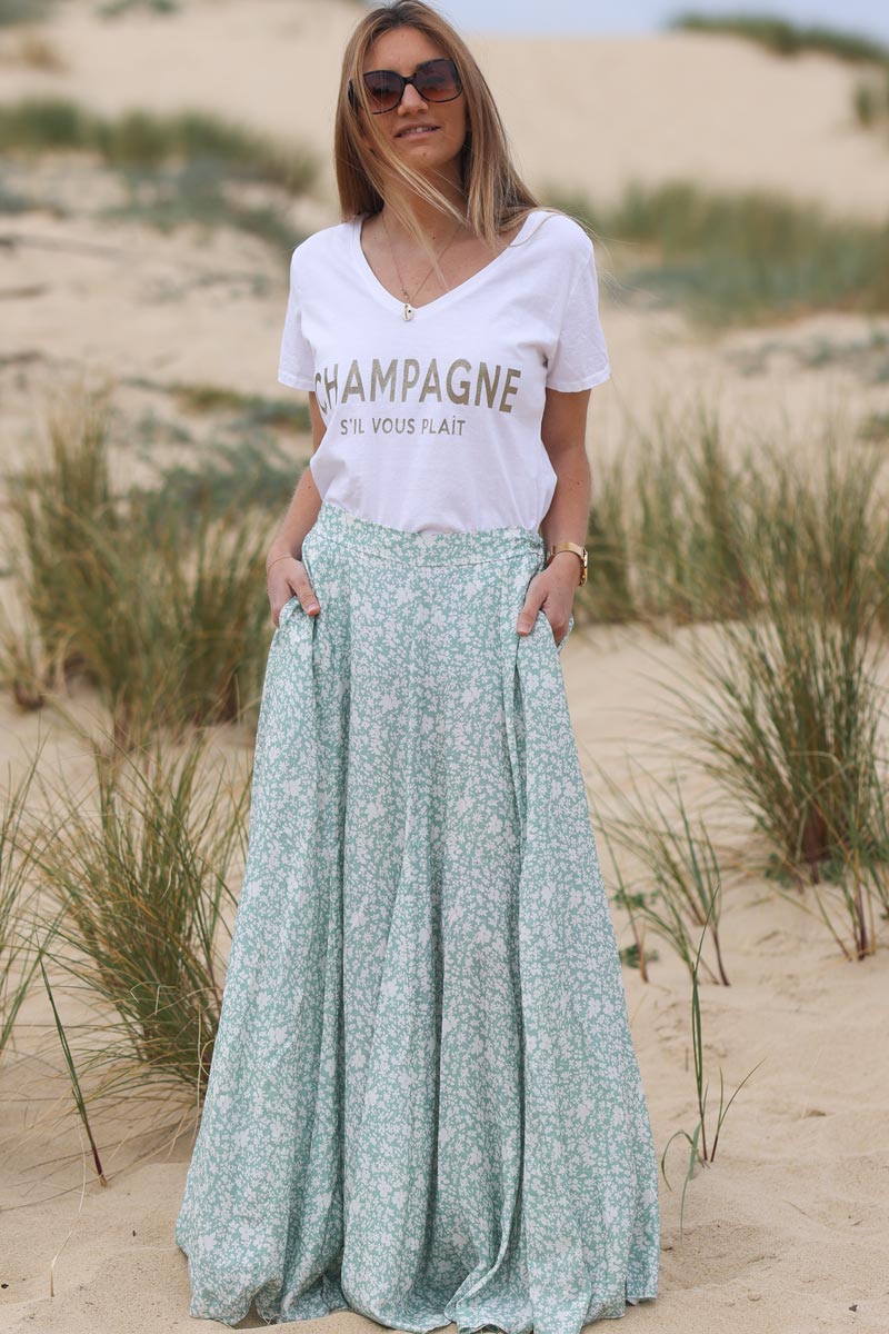 White t-shirt 'Champagne s'il vous plait' in glitter