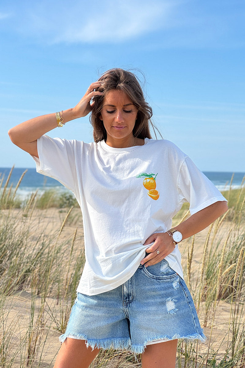White Citrus Paradise Jersey Tee