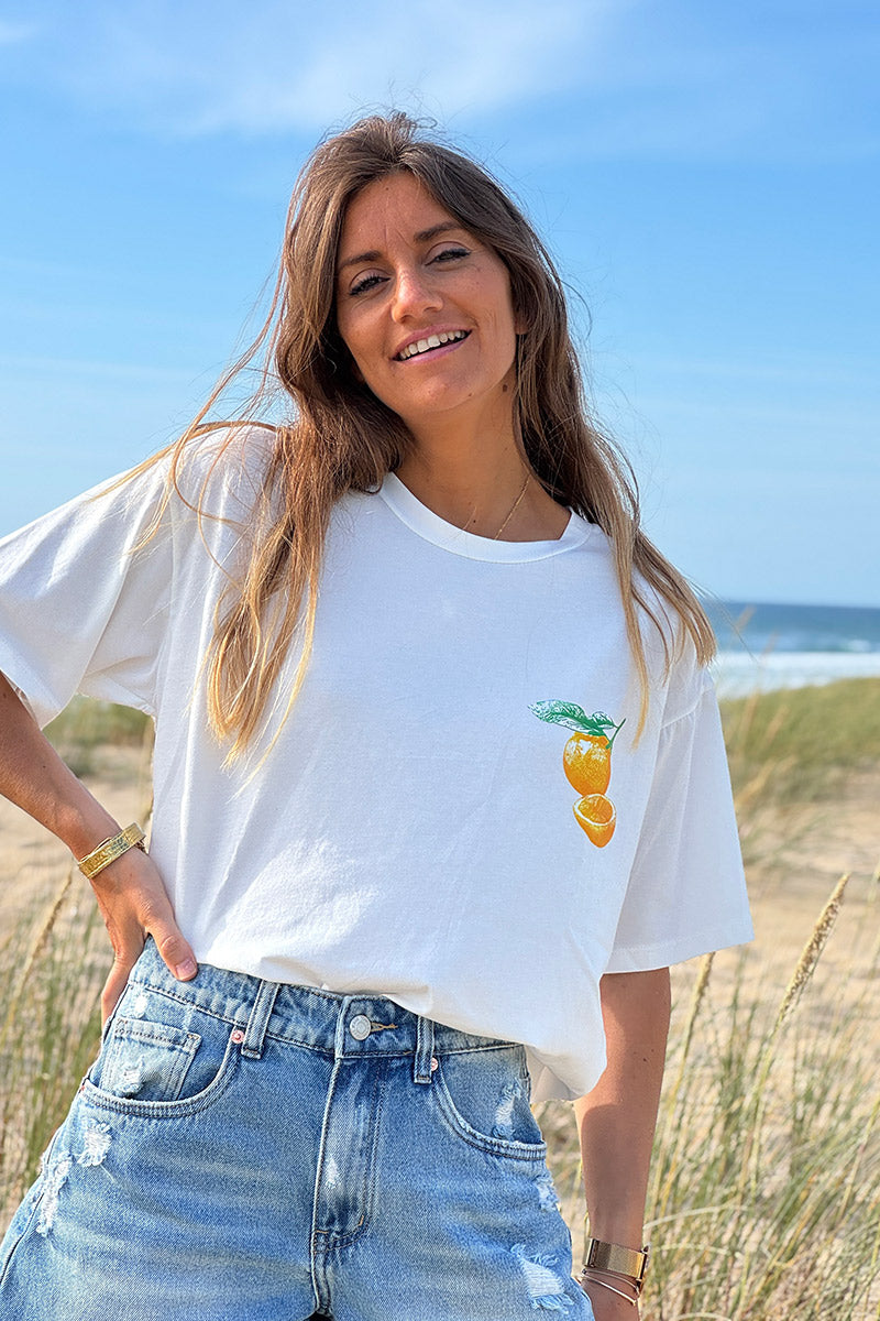 White Citrus Paradise Jersey Tee
