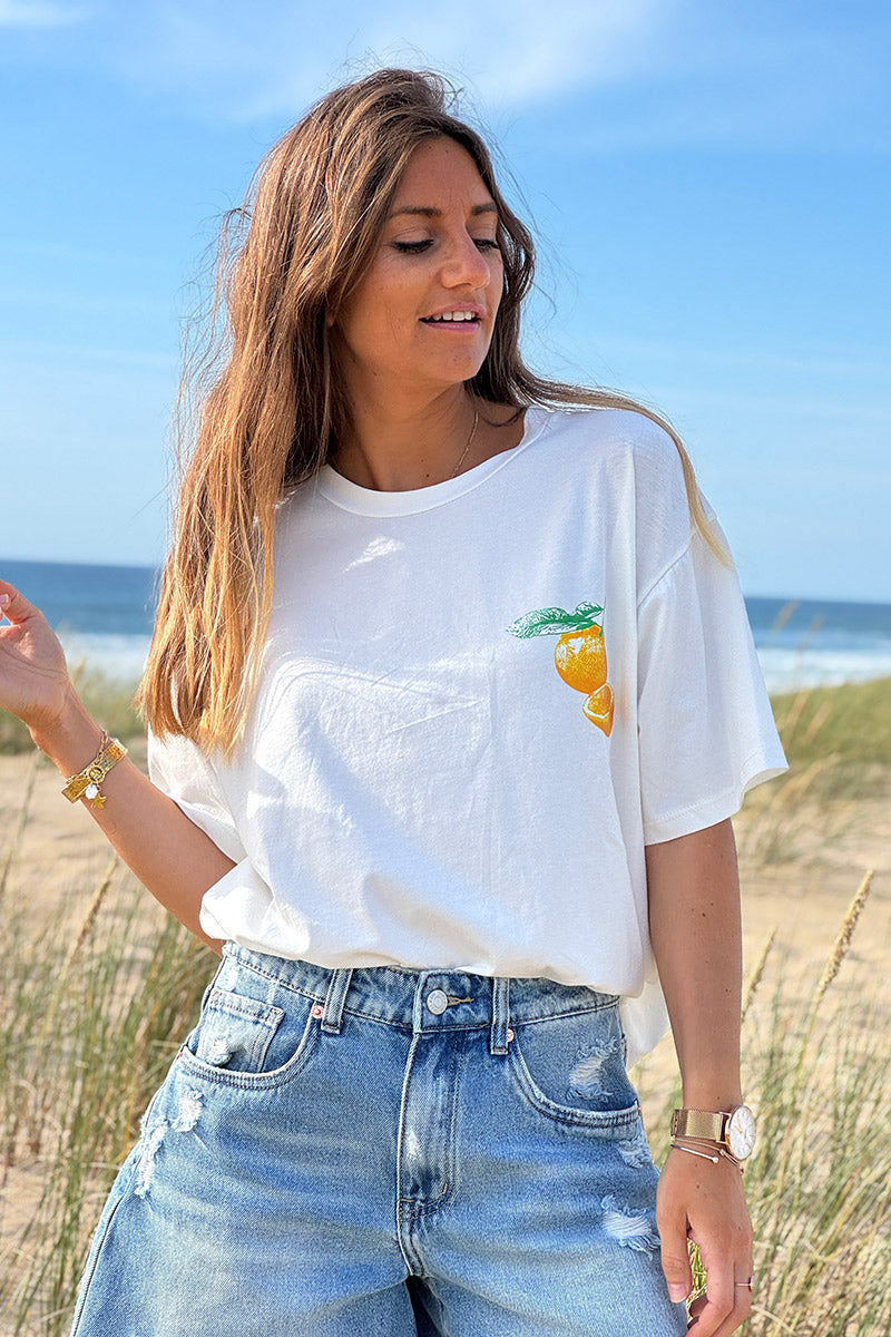 White Citrus Paradise Jersey Tee