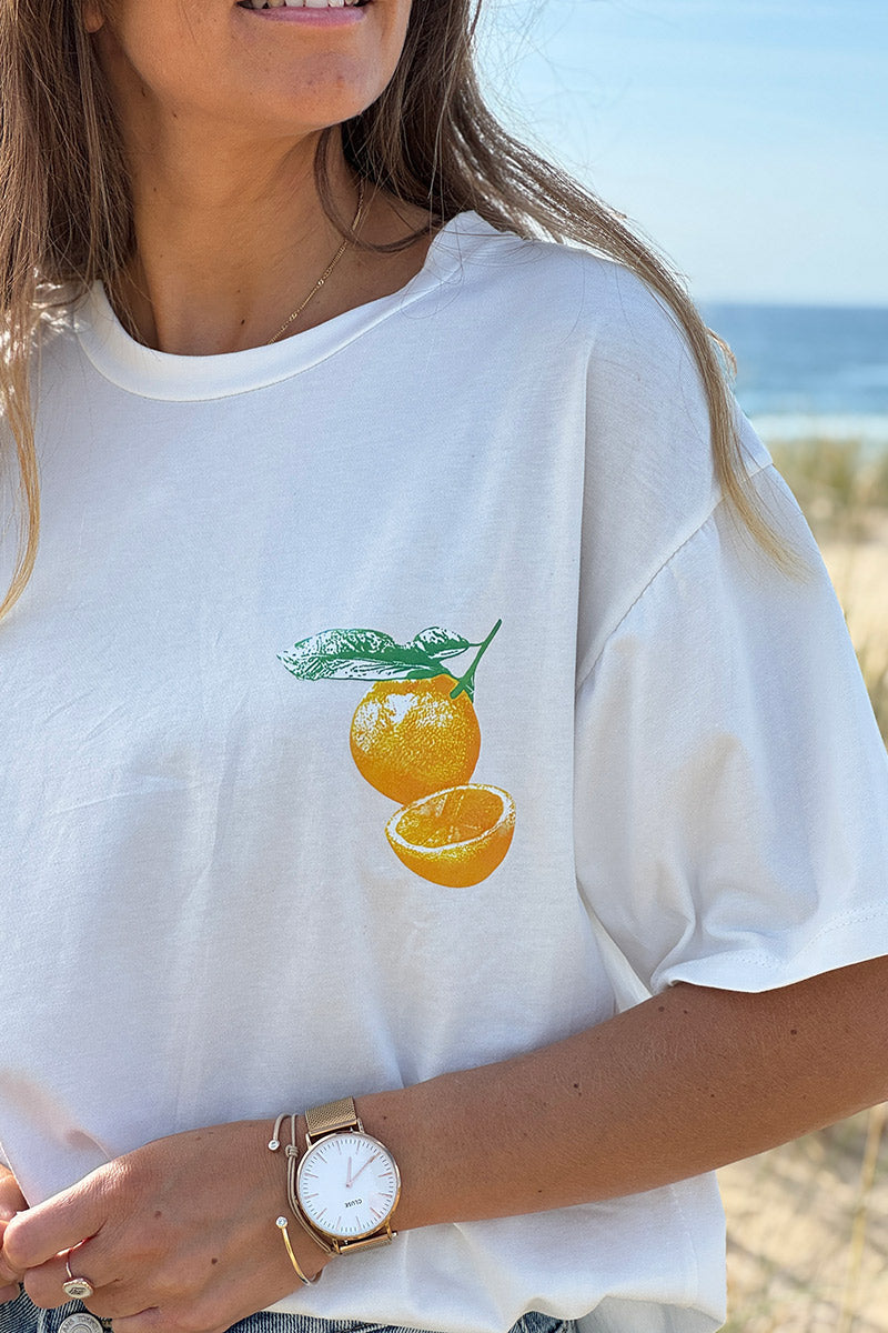 White Citrus Paradise Jersey Tee