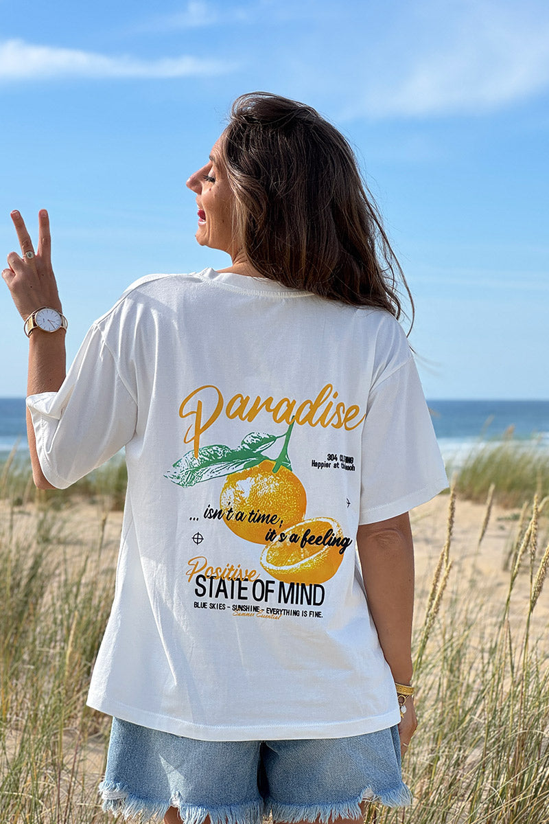 White Citrus Paradise Jersey Tee